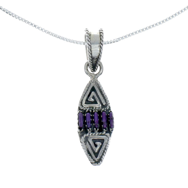 Southwest Needlepoint Magenta Turquoise Sterling Silver Box Chain Necklace Set JX129100